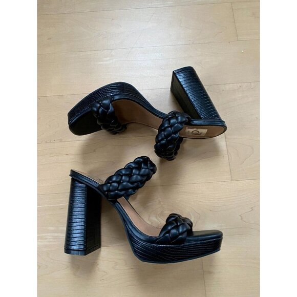 DV Dolce Vita Bnwot "Pressley" Black Braid Block Heel Sandals New - Picture 3 of 8